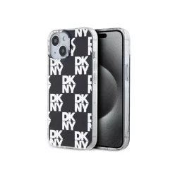   iPhone 15 Pro (6.1") hátlap tok, PC / TPU, mintás, fekete, DKNY PC/TPU Checkered Pattern