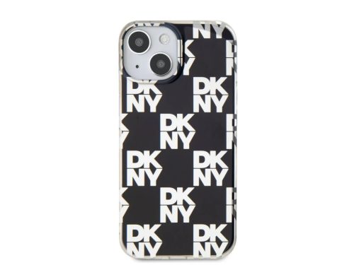 iPhone 15 Pro (6.1") hátlap tok, PC / TPU, mintás, fekete, DKNY PC/TPU Checkered Pattern