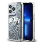 iPhone 14 Pro (6.1") hátlap tok, fekete, DKNY Liquid Glitter Arch Logo