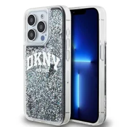   iPhone 14 Pro (6.1") hátlap tok, fekete, DKNY Liquid Glitter Arch Logo