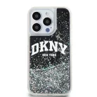 iPhone 14 Pro Max (6.7") hátlap tok, fekete, DKNY Liquid Glitter Arch Logo