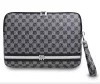 DKNY PU Leather Checkered Pattern and Stripe laptop táska, mintás, fekete, 13"/14"