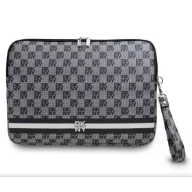   DKNY PU Leather Checkered Pattern and Stripe laptop táska, mintás, fekete, 13"/14"