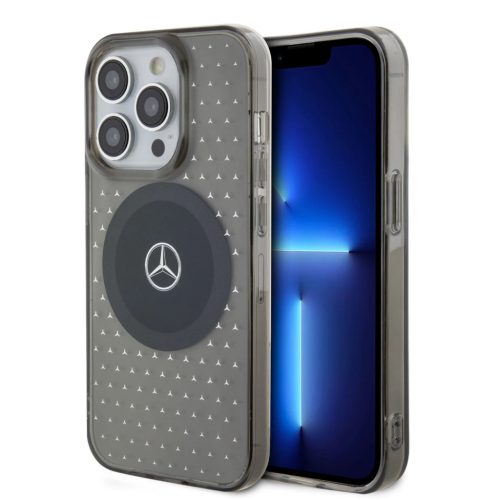 iPhone 16 Pro (6.3") hátlap tok, PC/TPU, magsafe, áttetsző-fekete, Mercedes PC/TPU Star Pattern MagSafe