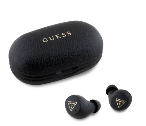 GUESS PU Grained stereo bluetooth headset vezeték nélküli töltőtokkal, TWS, fekete, GUTWSPGTSPSK