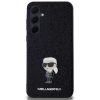 iPhone 16 (6,1") hátlap tok, PC/TPU, fekete, csillámos, Karl Lagerfeld Fixed Glitter Metal Ikonik