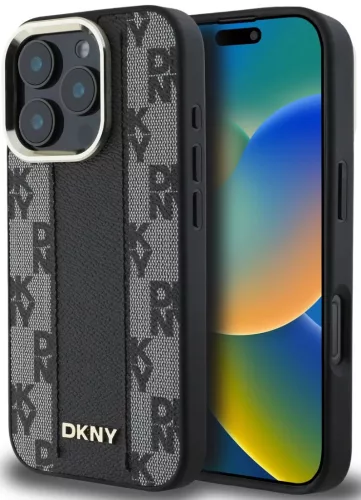 iPhone 16 Pro Max (6.9") hátlap tok, PU, magsafe, mintás, DKNY Checkered Pattern Magsafe