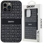 iPhone 16 Pro (6.3") hátlap tok, PU / PU bőr, mintás, fekete, DKNY PU Leather Repeat Pattern Tonal Stripe