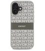 iPhone 16 (6.1") hátlap tok, PU / PU bőr, mintás, szürke, DKNY PU Leather Repeat Pattern Tonal Stripe
