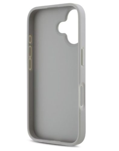 iPhone 16 (6.1") hátlap tok, PU / PU bőr, mintás, szürke, DKNY PU Leather Repeat Pattern Tonal Stripe