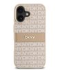 iPhone 16 (6.1") hátlap tok, PU / PU bőr, mintás, barackvirág-bézs, DKNY PU Leather Repeat Pattern Tonal Stripe
