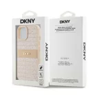 iPhone 16 Pro (6.3") hátlap tok, PU / PU bőr, mintás, barackvirág-bézs, DKNY PU Leather Repeat Pattern Tonal Stripe