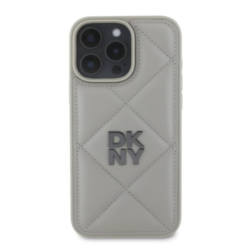 iPhone 16 Pro (6.3") hátlap tok, PU, szürke, DKNY PU Leather Quilted Stack Logo 