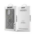 iPhone 16 Pro (6.3") hátlap tok, PU, szürke, DKNY PU Leather Quilted Stack Logo 