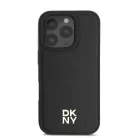 iPhone 16 Pro (6.3") hátlap tok, PU műbőr, magsafe, fekete, DKNY PU Leather Repeat Pattern Stack Logo MagSafe