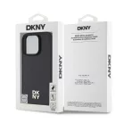 iPhone 16 Pro (6.3") hátlap tok, PU műbőr, magsafe, fekete, DKNY PU Leather Repeat Pattern Stack Logo MagSafe