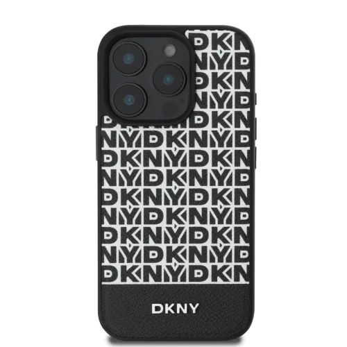 iPhone 16 Pro (6.3") hátlap tok, PU, magsafe, mintás, DKNY Repeat Pattern Bottom Stripe MagSafe