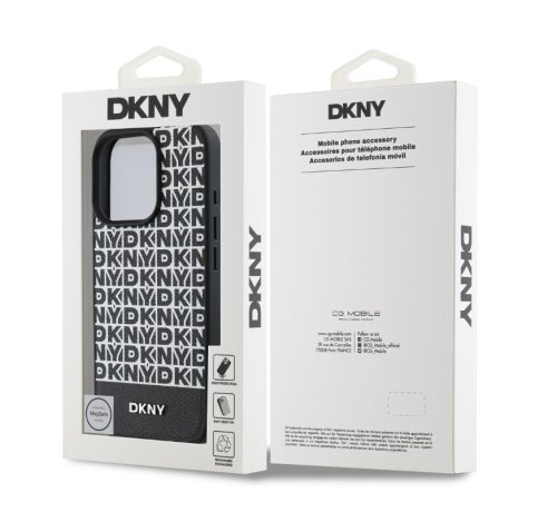 iPhone 16 Pro (6.3") hátlap tok, PU, magsafe, mintás, DKNY Repeat Pattern Bottom Stripe MagSafe
