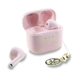   GUESS Classic Logo Charm stereo bluetooth headset vezeték nélküli töltőtokkal, TWS, rózsaszín, GUTWSXMCCLP