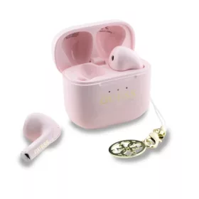   GUESS Classic Logo Charm stereo bluetooth headset vezeték nélküli töltőtokkal, TWS, rózsaszín, GUTWSXMCCLP