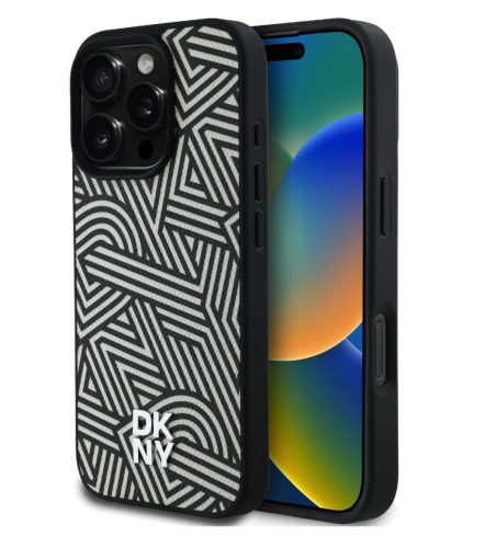 iPhone 16 Pro Max (6.9") hátlap tok, PU / PU bőr, magsafe, mintás, fekete-fehér, DKNY PU Leather Crosswalk Pattern Magsafe