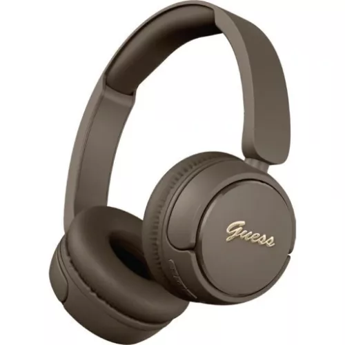 GUESS Script Metal Logo vezeték nélküli fejhallgató, BT5.3, IPX4, barna, GUBHV6SCW