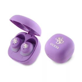   Guess 4G Logo Mini stereo bluetooth headset vezeték nélküli töltőtokkal, TWS, lila, GUTWSJ144ESL