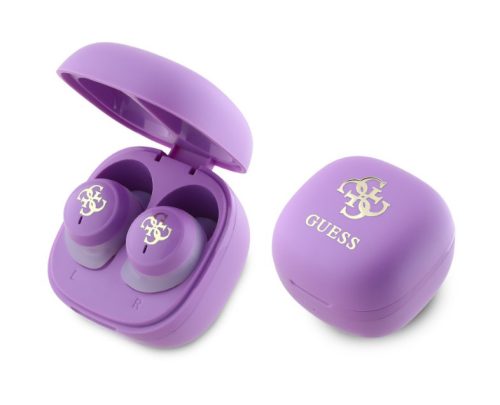 Guess 4G Logo Mini stereo bluetooth headset vezeték nélküli töltőtokkal, TWS, lila, GUTWSJ144ESL