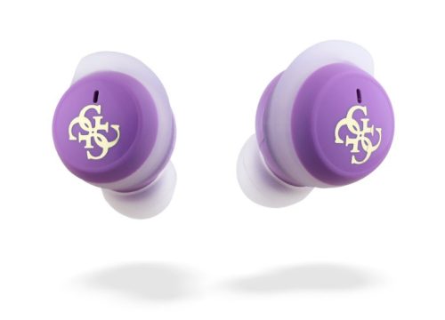 Guess 4G Logo Mini stereo bluetooth headset vezeték nélküli töltőtokkal, TWS, lila, GUTWSJ144ESL