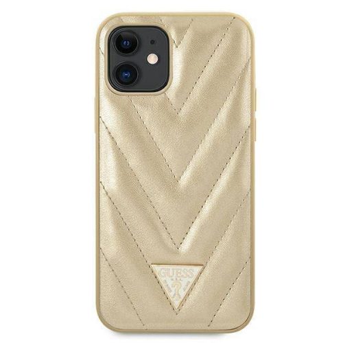 GUESS V Quilted iPhone 12 Mini (5,4") arany kemény hátlap tok