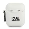 Karl Lagerfeld Airpods / Airpods 2 "Choupette Head" mintás fehér szilikon tok akasztóval