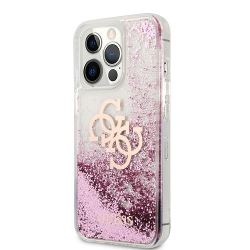 GUESS TPU Big 4G iPhone 12 Mini (5,4") pink folyékony csillámos hátlap tok