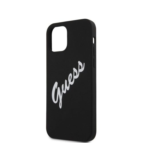 GUESS Silicone Vintage iPhone 12 Mini (5,4") fekete szilikon hátlap tok