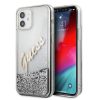 GUESS TPU Big 4G iPhone 12 Mini (5,4") ezüst folyékony csillámos hátlap tok