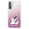 Karl Lagerfeld Samsung G998 Galaxy S21 Ultra "Choupette Eats" pink hátlap tok