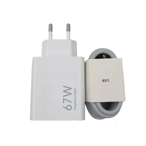 Xiaomi hálózati töltőfej 1x USB + Type-C adatkábel, 67W / 6A, gyári, fehér, MDY-12-EH (csomagolás nélküli)