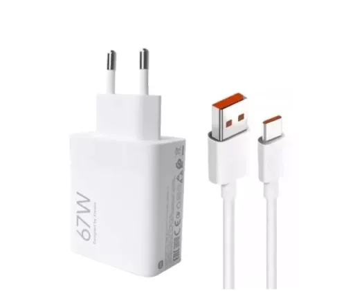 Xiaomi hálózati töltőfej 1x USB + Type-C adatkábel, 67W / 6A, gyári, fehér, MDY-12-EH (csomagolás nélküli)