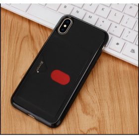   Hanman Samsung A730 Galaxy A8 Plus 2018 fekete bankkártyatartós hátlap tok