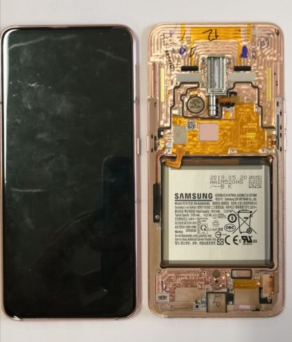 Samsung A805 Galaxy A80 arany gyári LCD+érintőpanel kerettel, kamera motorral, akkuval bontott