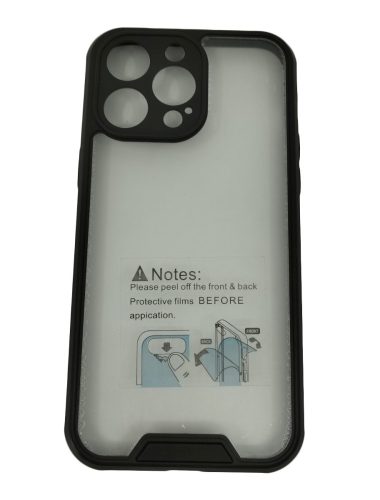 iPhone 14 Pro Max (6.7") hátlap tok, TPU tok, fekete/átlátszó, kamera védős, színes keretes