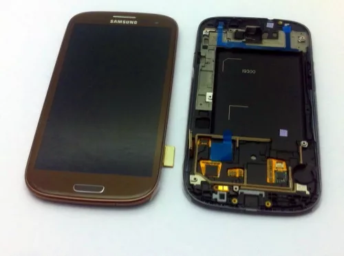 Samsung Galaxy S3 LTE LCD + érintőpanel kerettel, gyári, barna, SM-I9305
