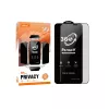 iPhone 15 Pro előlapi üvegfólia, HD edzett, hajlított, fekete keret, betekintés védelem, Full Glue, Mletubl Privacy 360°