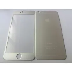   iPhone 6 6S Plus (5,5") ezüst (silver) teljes (ívelt) elő + hátlapi üvegfólia