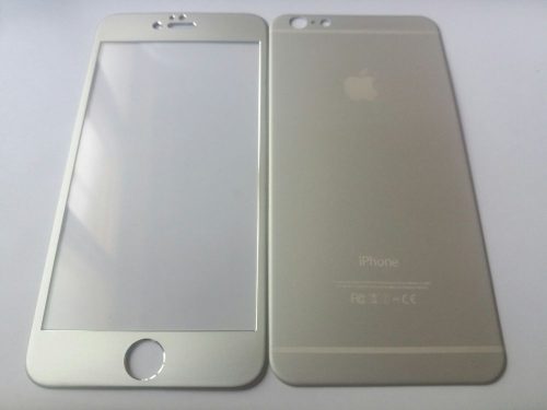 iPhone 6 6S Plus (5,5") ezüst (silver) teljes (ívelt) elő + hátlapi üvegfólia