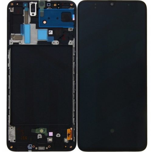 Samsung Galaxy A70 OLED LCD + érintőpanel kerettel, gyári, fekete, SM-A705