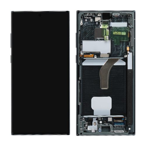 Samsung S908 Galaxy S22 Ultra 5G gyári LCD+érintőpanel fekete kerettel