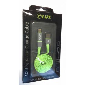   Micro USB adatkábel iPhone 8pin átalakítóval, zöld, TiPX