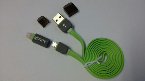 Micro USB adatkábel iPhone 8pin átalakítóval, zöld, TiPX