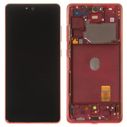 Samsung G780 Galaxy S20 FE / G781 Galaxy S20 FE 5G gyári LCD+érintőpanel piros (Cloud Red) kerettel