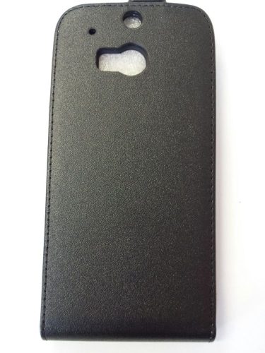 HTC One2 M8 fekete szilikon keretes vékony flip tok